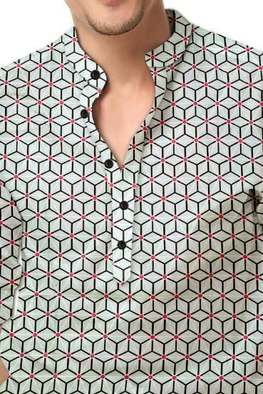 Men's Collection Printed Spread Collar Casual Shirt Multicolor