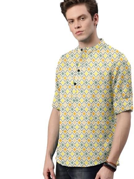 Men's Collection Printed Spread Collar Casual Shirt Multicolor