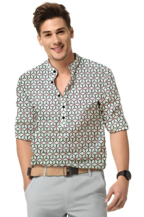 Men's Collection Printed Spread Collar Casual Shirt Multicolor